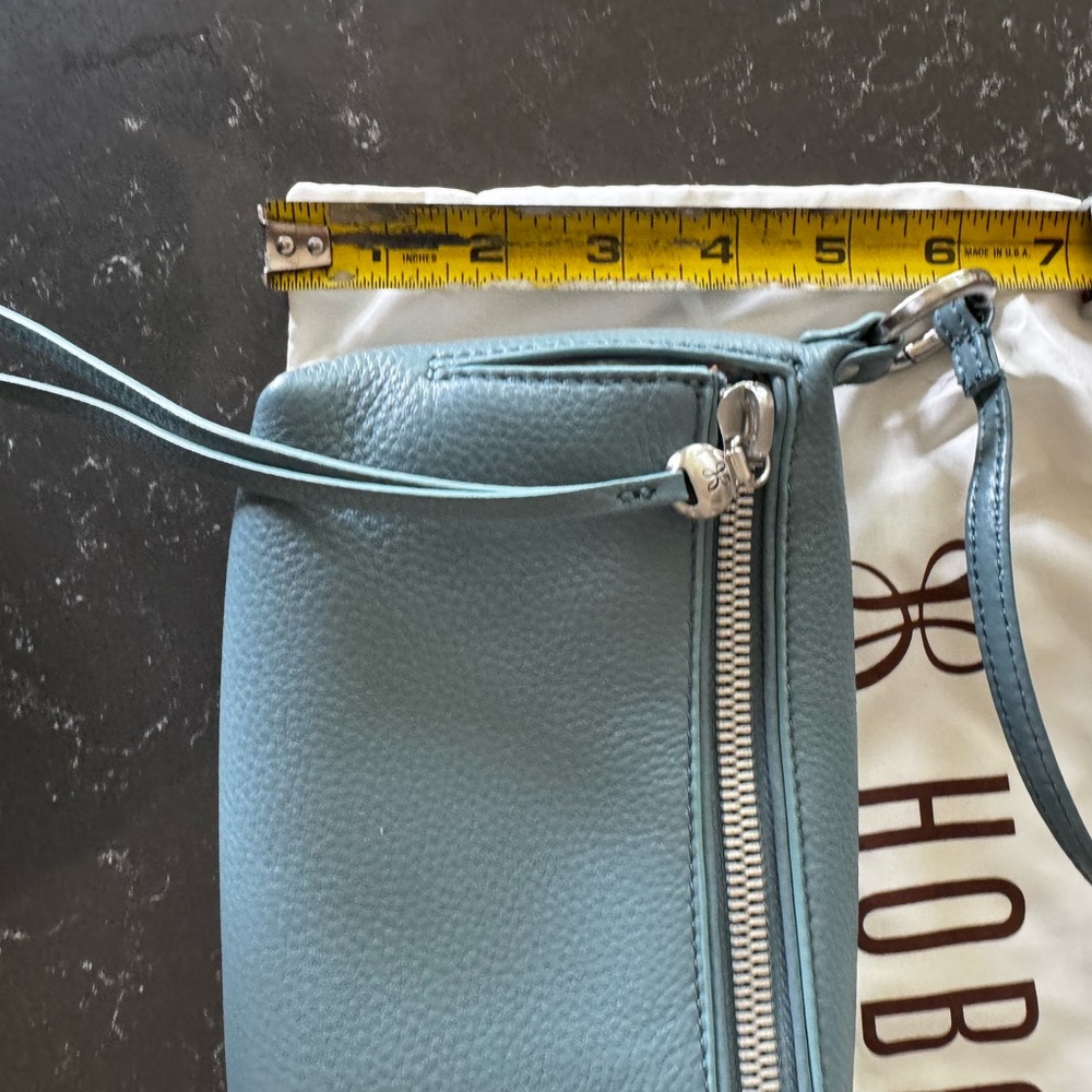 HOBO Blue-Green Leather Crossbody Bag with Front Zip - Picture 6 of 7